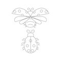 Ladybugs monochrome stock vector illustration